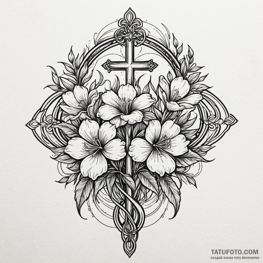 A beautiful birth flower arrangement, specifi... - эскиз тату (№1749987346_0, 15.06.2025 11:35) — Tatufoto.com
