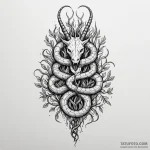 Horned serpent crowned with roots, tattoo lin… — эскиз тату (№1749987621_0, 15.06.2025 11:40) — Tatufoto.com
