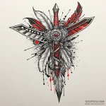 Tomahawk with feathers and beadwork, artistic… — эскиз тату (№1749989063_0, 15.06.2025 12:04) — Tatufoto.com