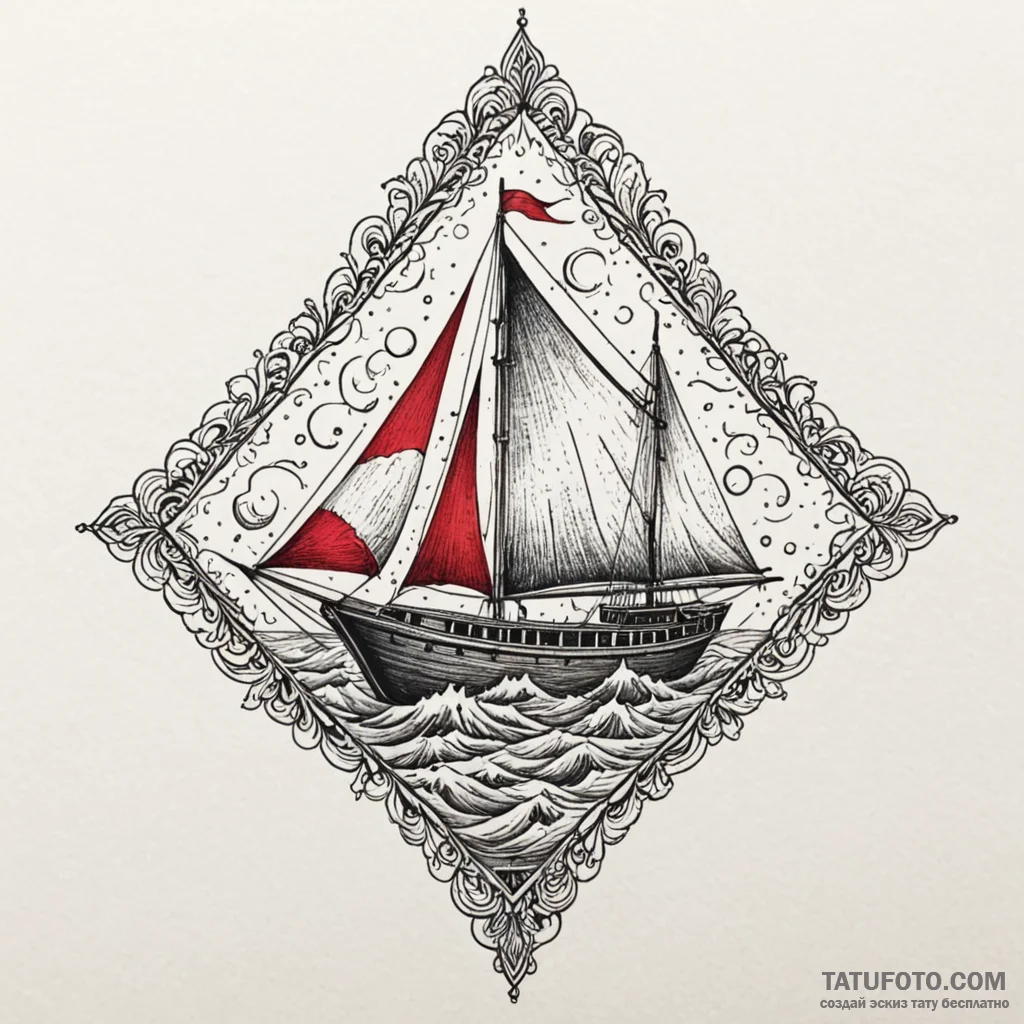Paper boat sailing on a sea of ink, tattoo dr... - эскиз тату (№1749989267_0, 15.06.2025 12:07) — Tatufoto.com
