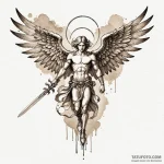 Archangel’s sword piercing a dark cloud, ink… — эскиз тату (№1749989336_0, 15.06.2025 12:08) — Tatufoto.com