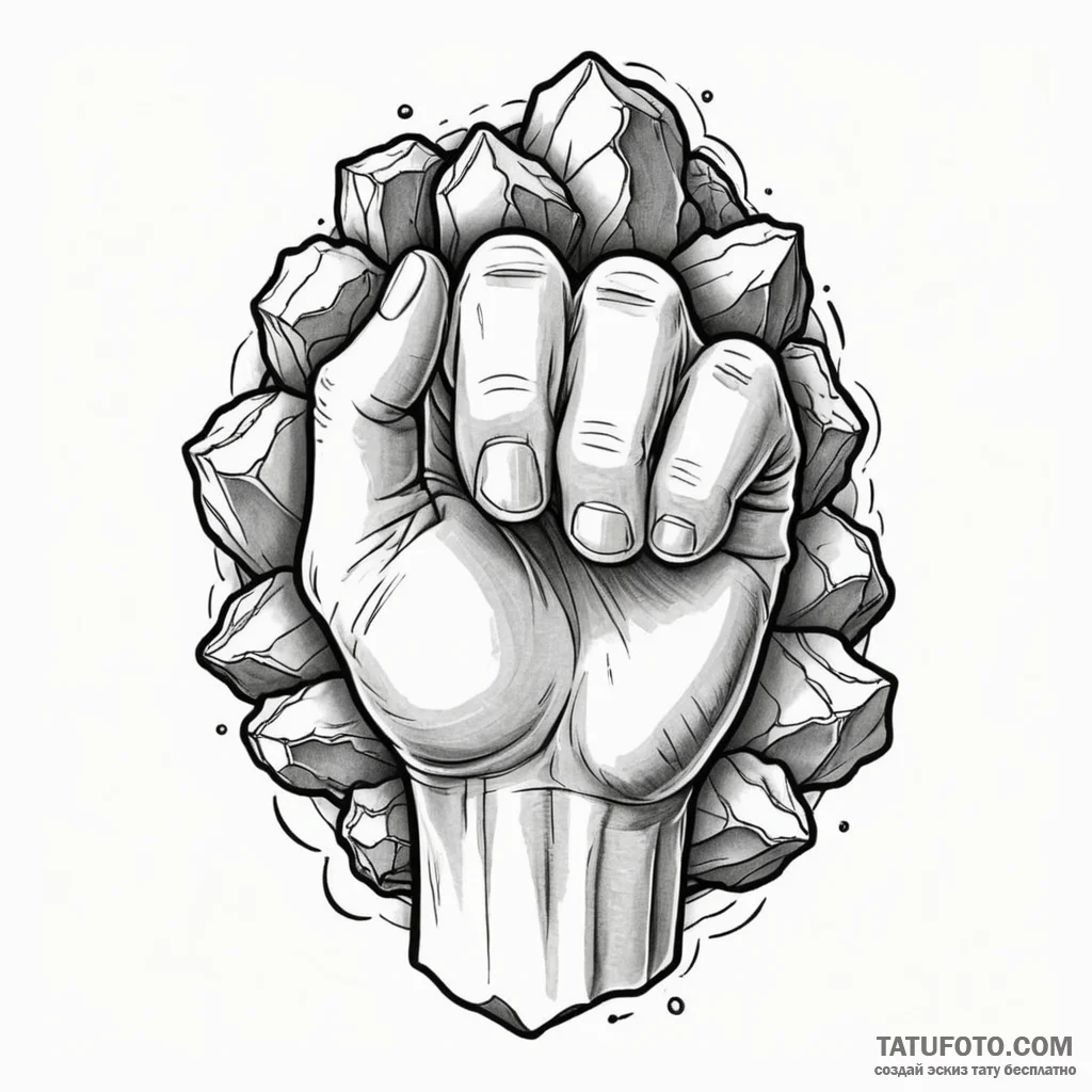 Fist made of cracking earth and stone, artist... - эскиз тату (№1749992241_0, 15.06.2025 12:57) — Tatufoto.com