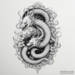 Ivory serpent devouring starlight, ink illust… — эскиз тату (№1749993712_0, 15.06.2025 13:21) — Tatufoto.com