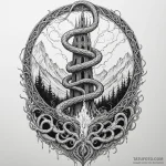 Nether serpent beneath spectral spire, ink il… — эскиз тату (№1749994402_0, 15.06.2025 13:33) — Tatufoto.com