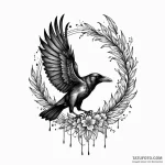 Crow feathers scattered in wind, ink illustra… — эскиз тату (№1749995505_0, 15.06.2025 13:51) — Tatufoto.com