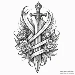 Dagger bound in ancient text, tattoo line art… — эскиз тату (№1749996133_0, 15.06.2025 14:02) — Tatufoto.com