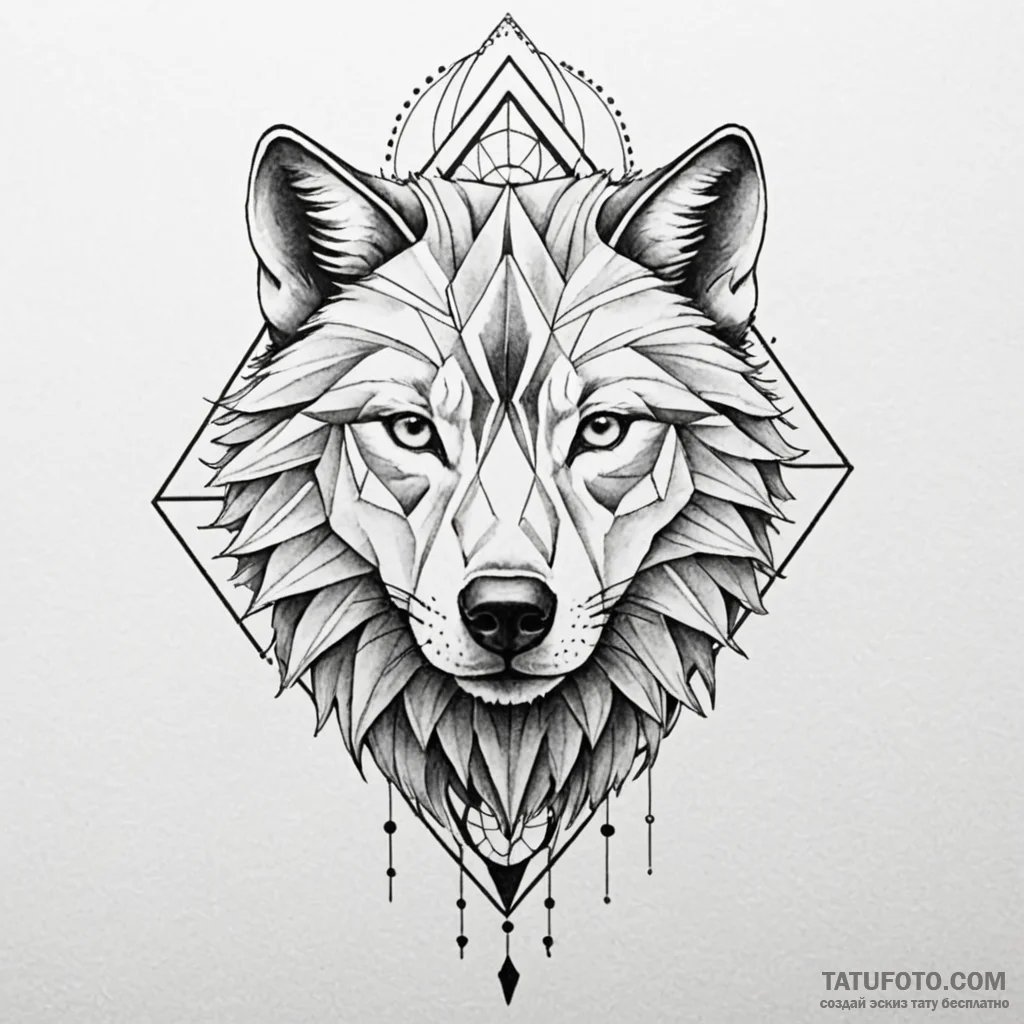 Geometric wolf head composed of sharp, black... - эскиз тату (№1749998068_0, 15.06.2025 14:34) — Tatufoto.com