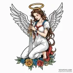 Angel kneeling with sword, tattoo sketch desi… — эскиз тату (№1749999727_0, 15.06.2025 15:02) — Tatufoto.com