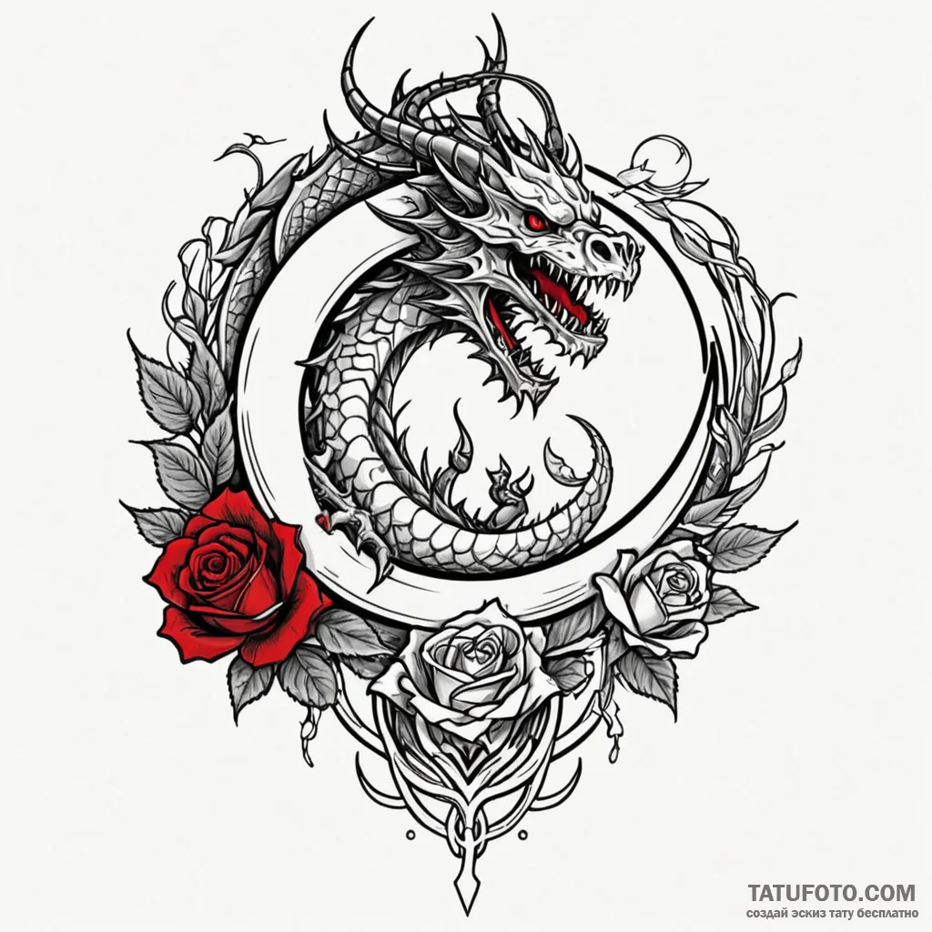 Dragon clutching moon fragment, tattoo sketch... - эскиз тату (№1750000064_0, 15.06.2025 15:07) — Tatufoto.com