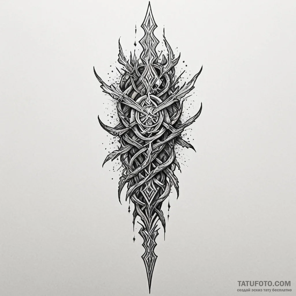 Ancient blade glowing with hidden runes, arti... - эскиз тату (№1750001017_0, 15.06.2025 15:23) — Tatufoto.com