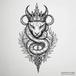 Hidden serpent crowned with bone, tattoo draw… — эскиз тату (№1750001565_0, 15.06.2025 15:32) — Tatufoto.com