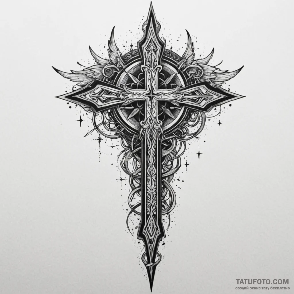 Angelic blade reflecting stars, tattoo line a... - эскиз тату (№1750001632_0, 15.06.2025 15:33) — Tatufoto.com