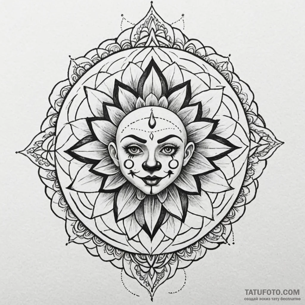 Clown, tattoo flash sheet design, on a clean... - эскиз тату (№1750001769_0, 15.06.2025 15:36) — Tatufoto.com