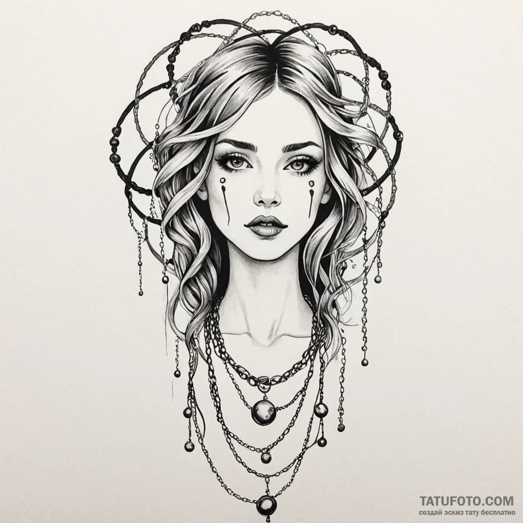 Cosmic chains binding time, artistic tattoo s... - эскиз тату (№1750002524_0, 15.06.2025 15:48) — Tatufoto.com