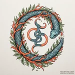 Eel with runic patterns slithering through co… — эскиз тату (№1750002799_0, 15.06.2025 15:53) — Tatufoto.com