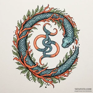 Eel with runic patterns slithering through co... - эскиз тату (№1750002799_0, 15.06.2025 15:53) — Tatufoto.com