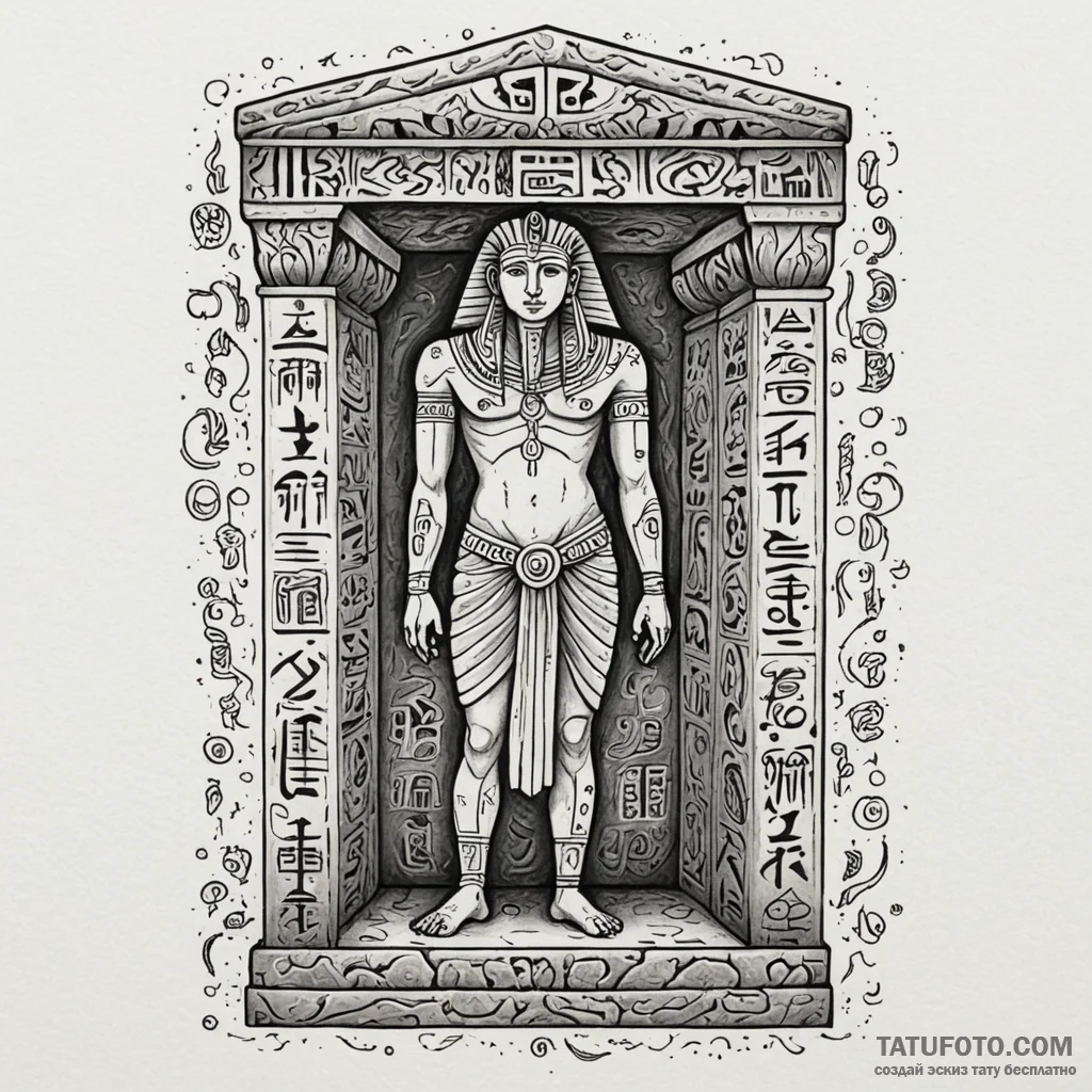 An ancient sarcophagus in a dimly lit tomb, i... - эскиз тату (№1750003344_0, 15.06.2025 16:02) — Tatufoto.com