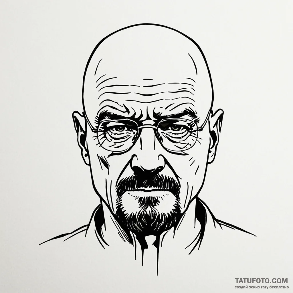 Walter white's face from breaking bad - эскиз тату (№1750004568_0, 15.06.2025 16:22) — Tatufoto.com