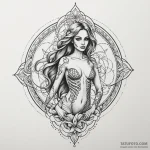 Mermaid skeleton beneath the tide, tattoo dra… — эскиз тату (№1750005584_0, 15.06.2025 16:39) — Tatufoto.com