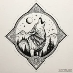 Howling wolf’s silhouette filled with a winte… — эскиз тату (№1750008305_0, 15.06.2025 17:25) — Tatufoto.com