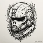 Space marine’s helmet, visor cracked from a p… — эскиз тату (№1750011824_0, 15.06.2025 18:23) — Tatufoto.com