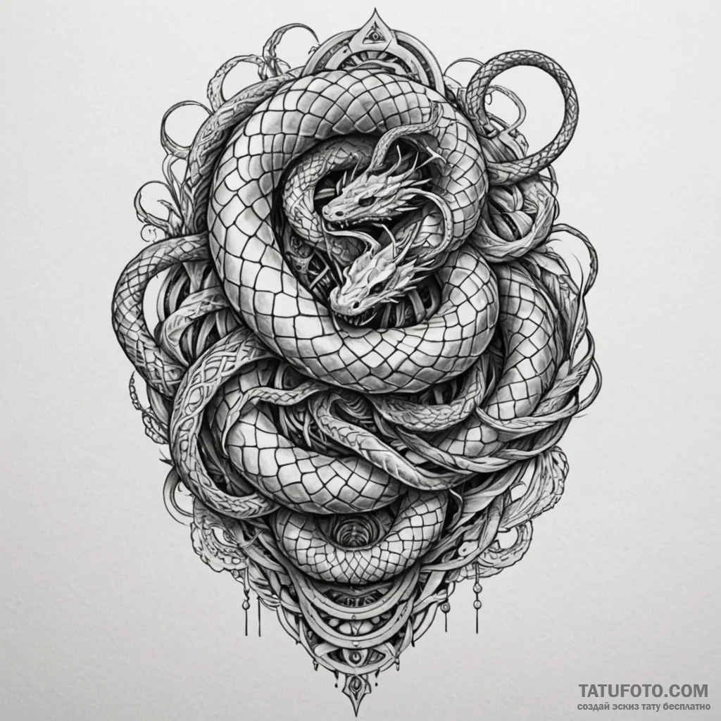 Zephyr serpent weaving through void, tattoo s... - эскиз тату (№1750013673_0, 15.06.2025 18:54) — Tatufoto.com