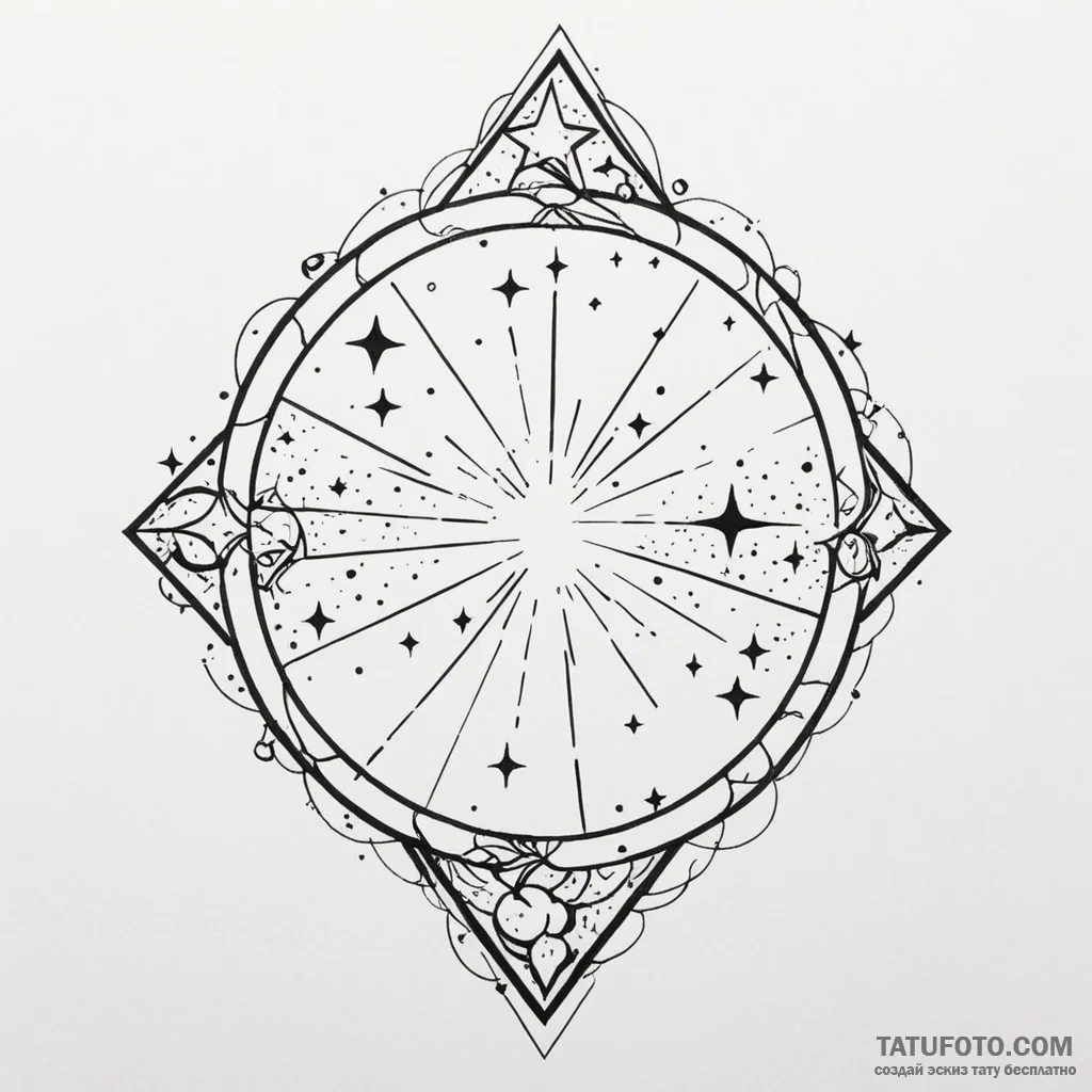 A detailed broken mirror reflecting stars, co... - эскиз тату (№1750015521_0, 15.06.2025 19:25) — Tatufoto.com