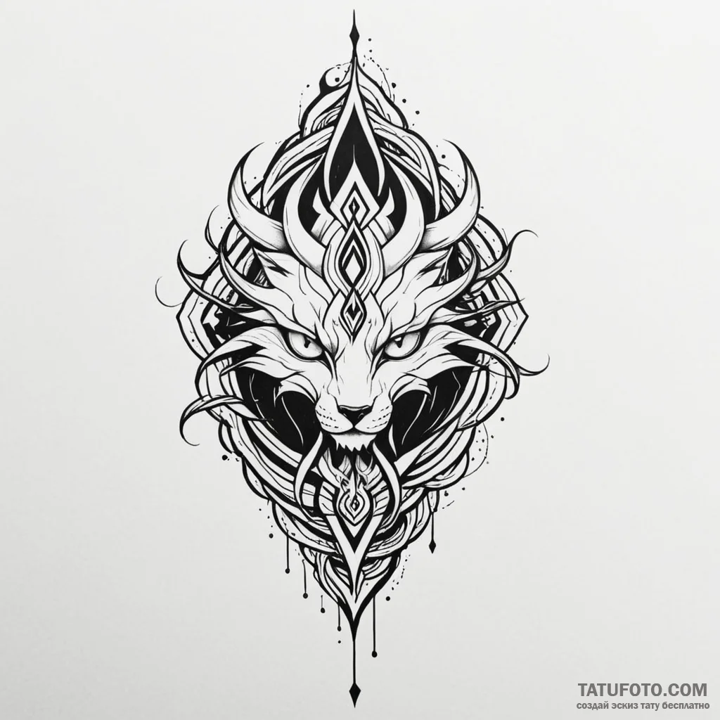 W, concept art for tattoo, black outline only... - эскиз тату (№1750017938_0, 15.06.2025 20:05) — Tatufoto.com