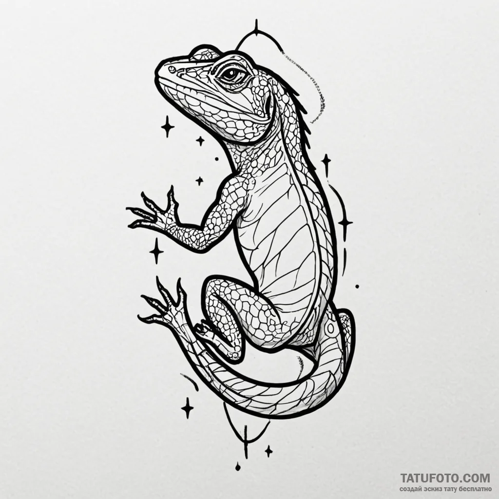 Lizard tongue flicking starlight, tattoo draw... - эскиз тату (№1750018731_0, 15.06.2025 20:18) — Tatufoto.com