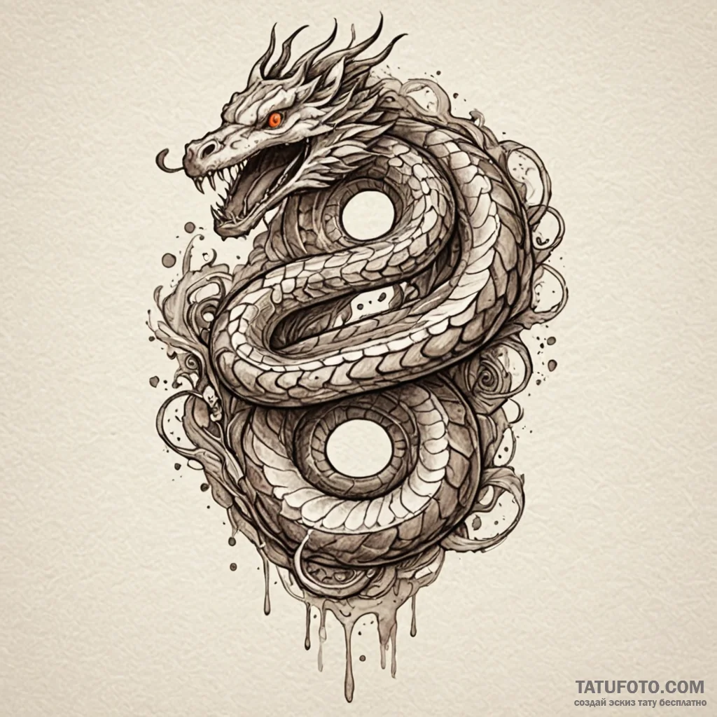 Angelic serpent rising from mist, artistic ta... - эскиз тату (№1750019780_0, 15.06.2025 20:36) — Tatufoto.com