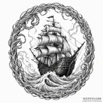 Galleon ship caught in a maelstrom, fighting… — эскиз тату (№1750019919_0, 15.06.2025 20:38) — Tatufoto.com