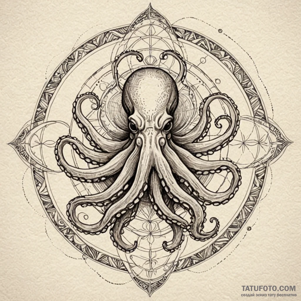 Octopus, intelligent and adaptable, camouflag... - эскиз тату (№1750020795_0, 15.06.2025 20:53) — Tatufoto.com