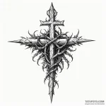 Dagger atop crown of thorns, ink illustration… — эскиз тату (№1750024979_0, 15.06.2025 22:02) — Tatufoto.com