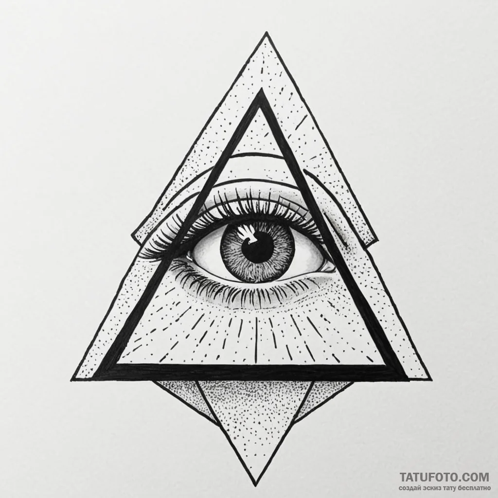Pyramid eye watching from void, ink illustrat... - эскиз тату (№1750025896_0, 15.06.2025 22:18) — Tatufoto.com