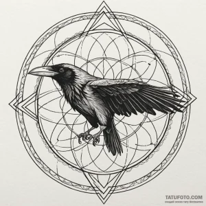 Atomic raven with neon scars, artistic tattoo... - эскиз тату (№1750026108_0, 15.06.2025 22:21) — Tatufoto.com