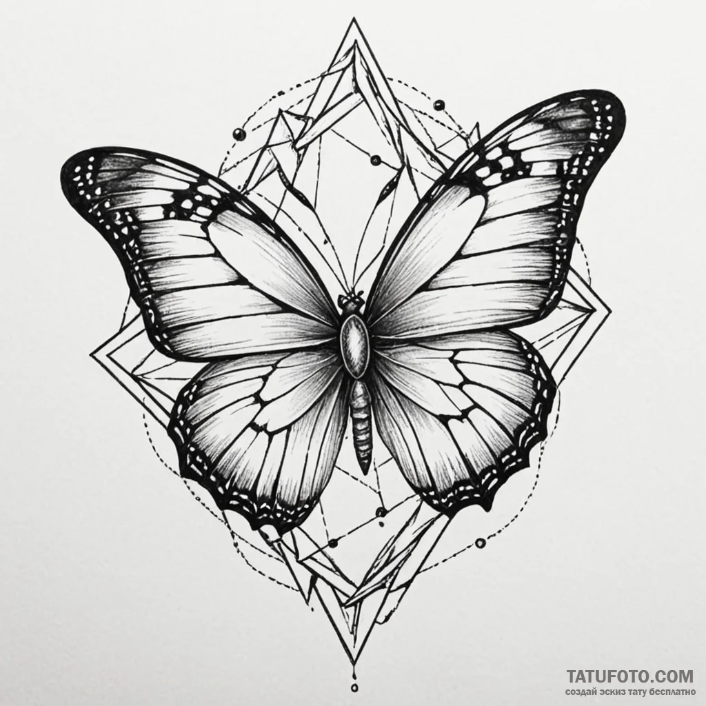 Butterfly composed of shattered mirror fragme... - эскиз тату (№1750027923_0, 15.06.2025 22:52) — Tatufoto.com