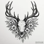Kirin antlers entwined with flowers, concept… — эскиз тату (№1750028604_0, 15.06.2025 23:03) — Tatufoto.com