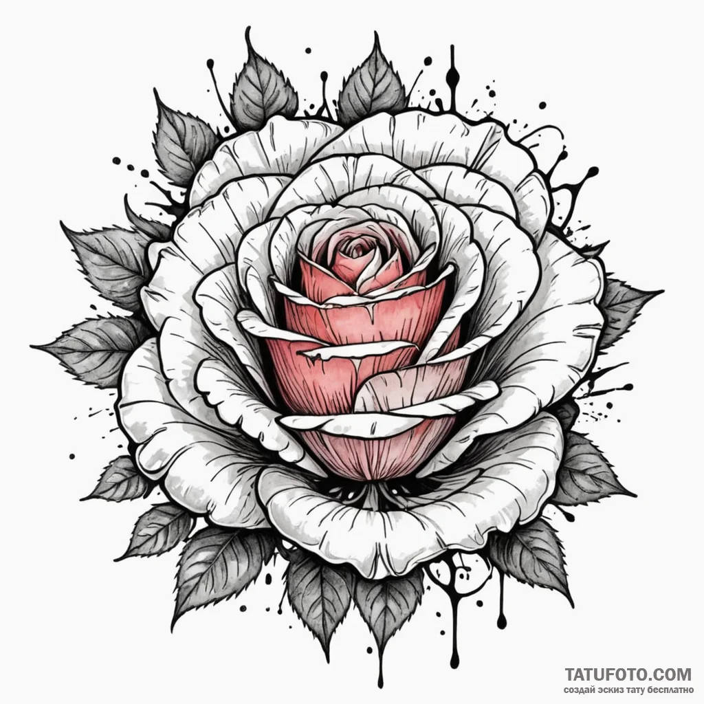 Apocalyptic rose with steel petals, ink illus... - эскиз тату (№1750028874_0, 15.06.2025 23:07) — Tatufoto.com