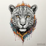 Leopard eyes burning bright, ink illustration… — эскиз тату (№1750029142_0, 15.06.2025 23:12) — Tatufoto.com