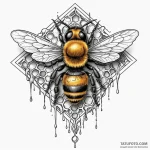 Dripping honeycomb with a bee of polished amb… — эскиз тату (№1750029418_0, 15.06.2025 23:16) — Tatufoto.com