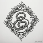 Knotwork serpent around celestial bloom, tatt… — эскиз тату (№1750030329_0, 15.06.2025 23:32) — Tatufoto.com