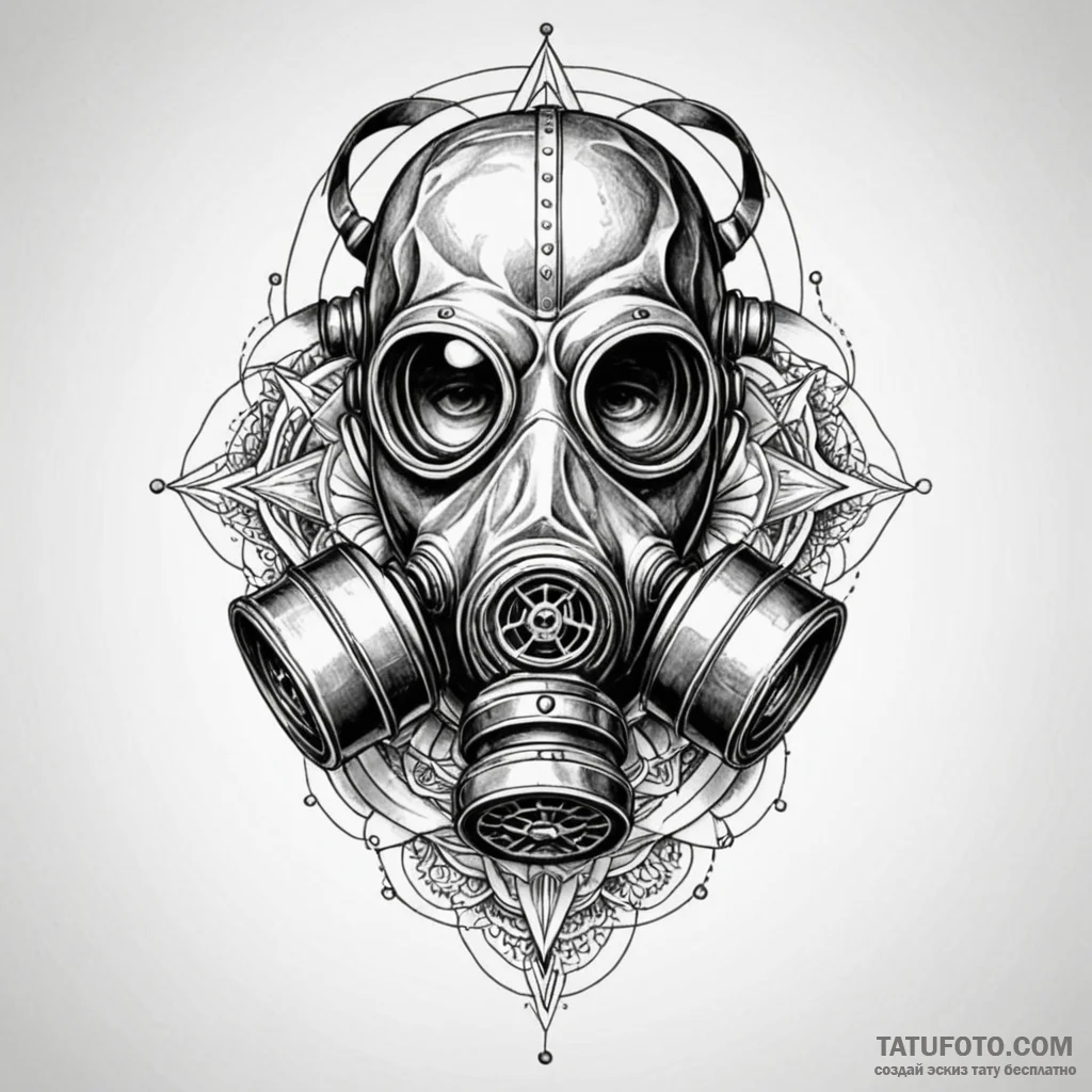 Gas mask, ink illustration for tattoo, clear... - эскиз тату (№1750037745_0, 16.06.2025 01:35) — Tatufoto.com