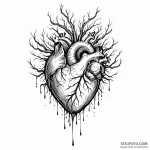Cursed heart floating in storm, ink illustrat… — эскиз тату (№1750039534_0, 16.06.2025 02:05) — Tatufoto.com