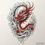 Phoenix feather burning with eternal flame, t… — эскиз тату (№1750040641_0, 16.06.2025 02:24) — Tatufoto.com