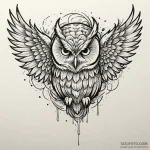 Owl wings spread beneath storm, tattoo line a… — эскиз тату (№1750041447_0, 16.06.2025 02:37) — Tatufoto.com