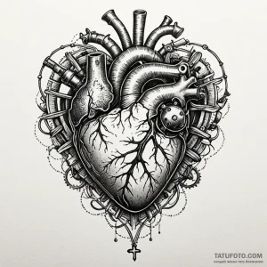 Mechanical heart bleeding oil, tattoo drawing... - эскиз тату (№1750042516_0, 16.06.2025 02:55) — Tatufoto.com