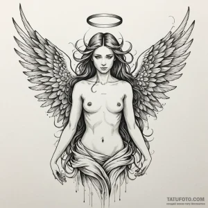 Angel of chaos with multiple wings, artistic... - эскиз тату (№1750042660_0, 16.06.2025 02:57) — Tatufoto.com