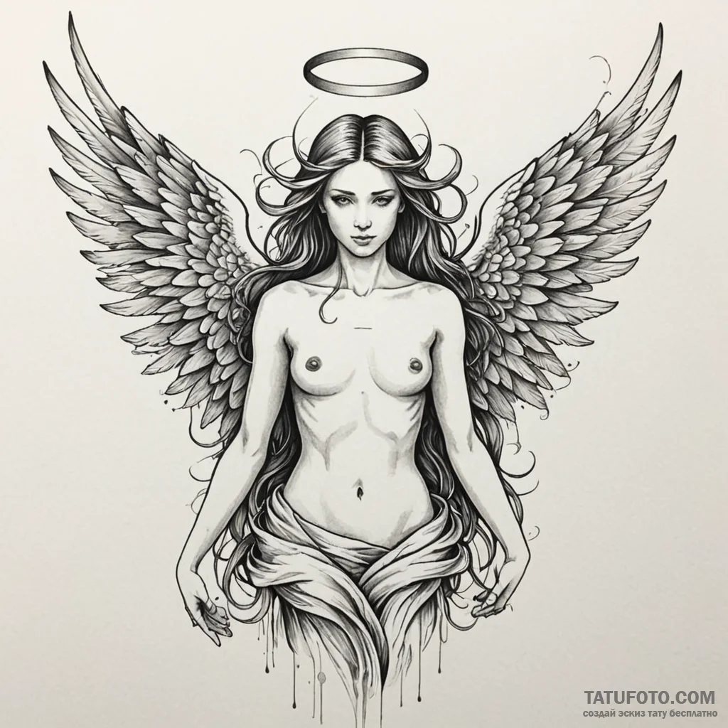 Angel of chaos with multiple wings, artistic... - эскиз тату (№1750042660_0, 16.06.2025 02:57) — Tatufoto.com