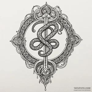 Ethereal serpent piercing sigil, tattoo line... - эскиз тату (№1750042795_0, 16.06.2025 02:59) — Tatufoto.com