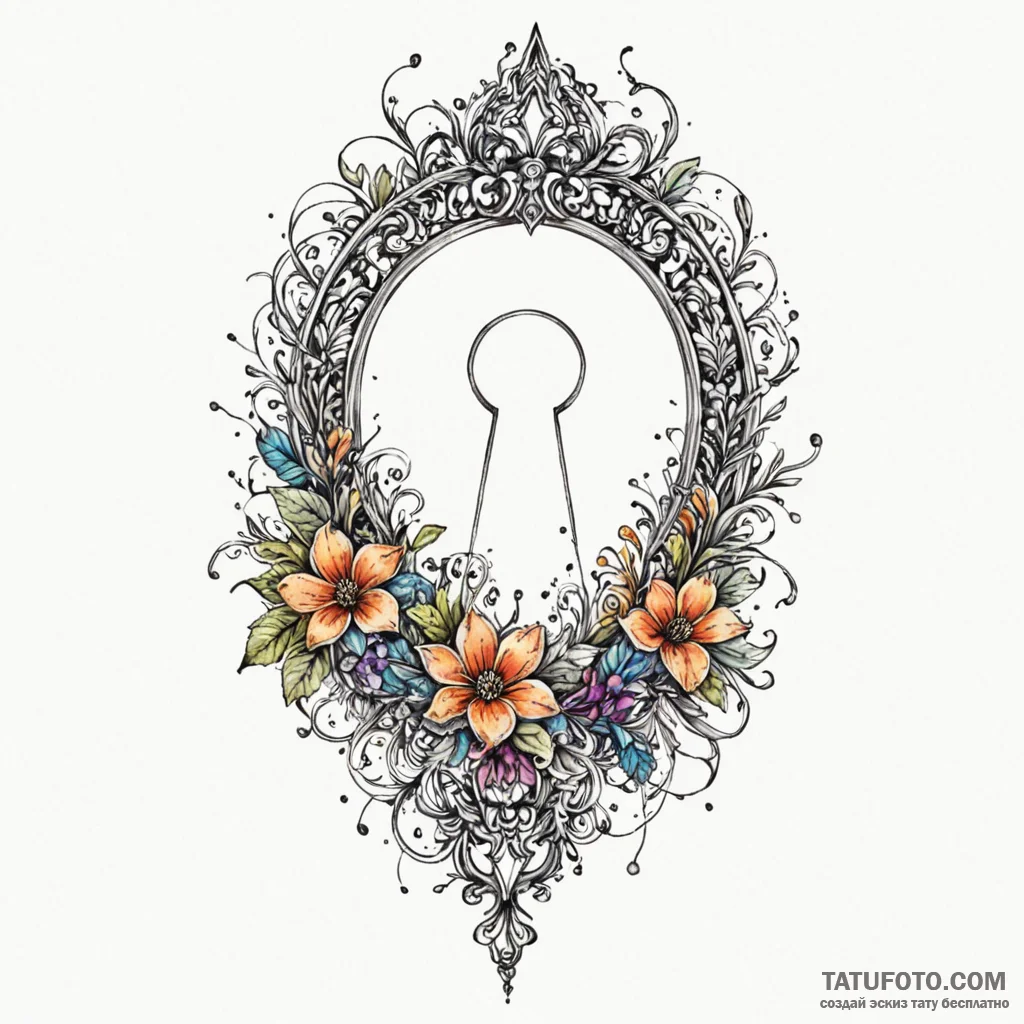 A keyhole shape, artistic tattoo sketch, on a... - эскиз тату (№1750044164_0, 16.06.2025 03:22) — Tatufoto.com